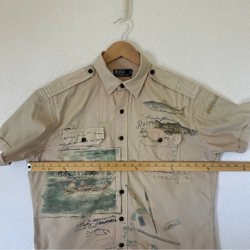 Polo Ralph Lauren Sportsman Fly Fishing Patchwork Shirt Men’s L Trapper Lake - Picture 13 of 16